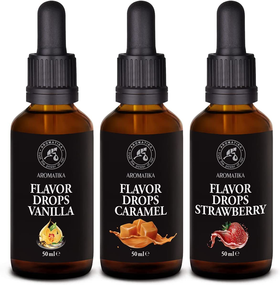 aromatika-flavour-drops-set-karamell-vanille-erdbeere-3x50ml image 1