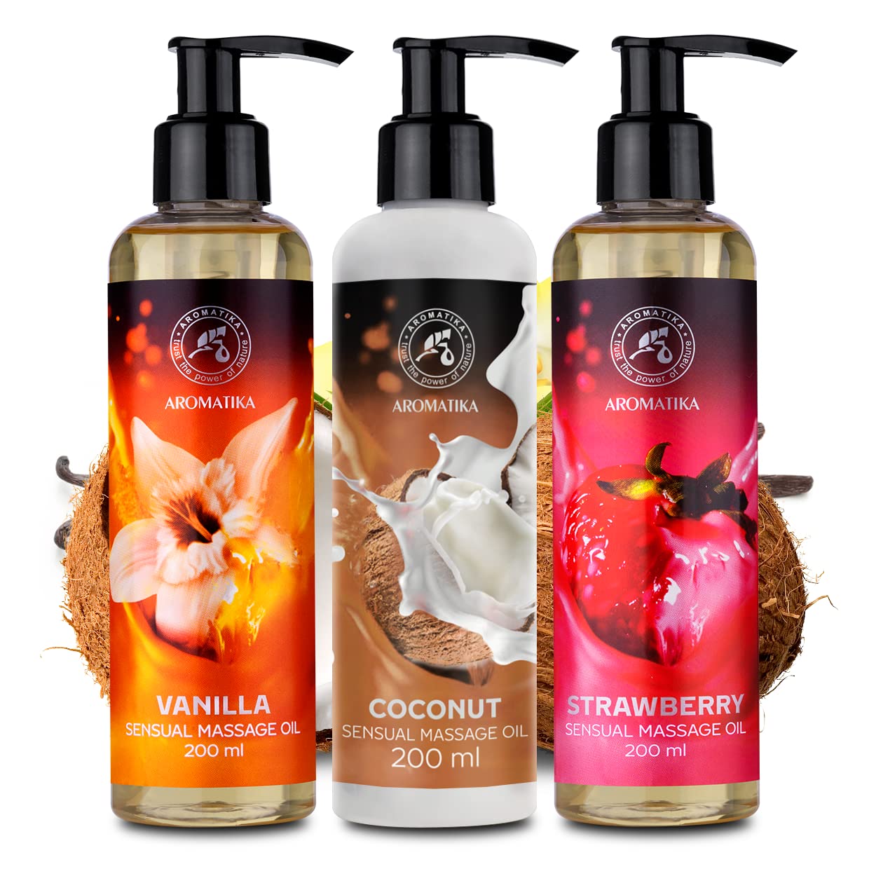 aromatika-massage-l-set-vanille-kokos-erdbeere-3x200-ml image 2