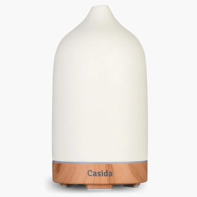 casida-aroma-diffuser-keramik-matt-wei-holzoptik-led-120-ml image 1