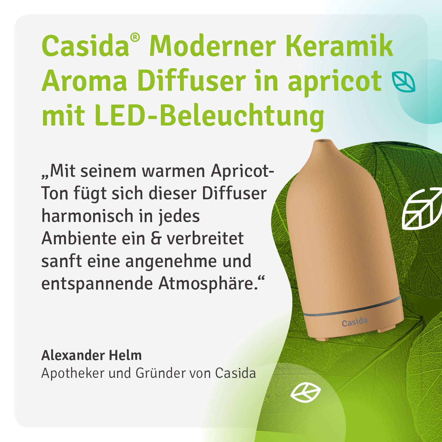 casida-keramik-aroma-diffuser-apricot-led-ultraschall-120-ml image 7