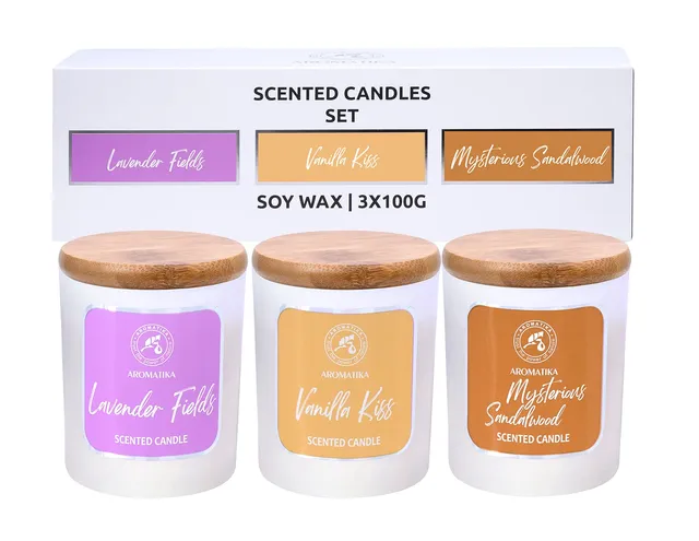 aromatika-duftkerzen-set-lavendel-vanille-sandelholz-3x100g image 1