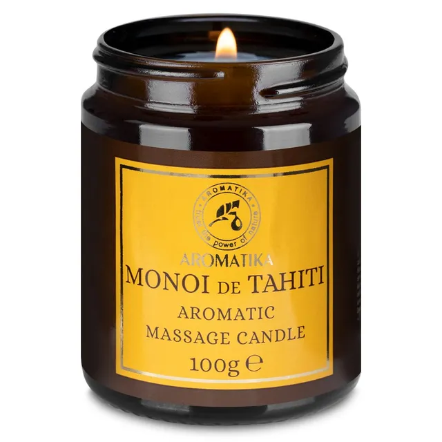 aromatika-massage-oils-monoi-de-tahiti-massagekerze-100-g-sojawachs image 1