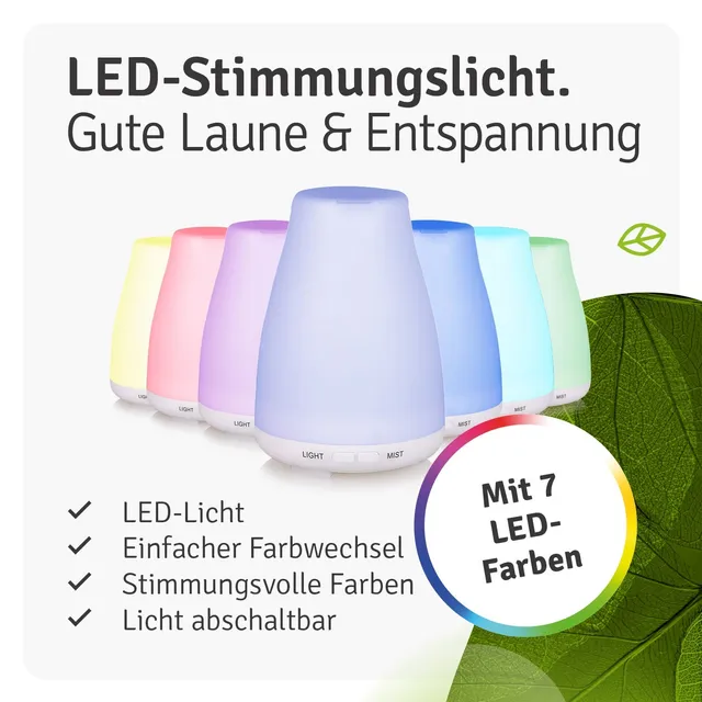 casida-aromadiffuser-kompakt-wei-led-luftbefeuchter-150ml image 1