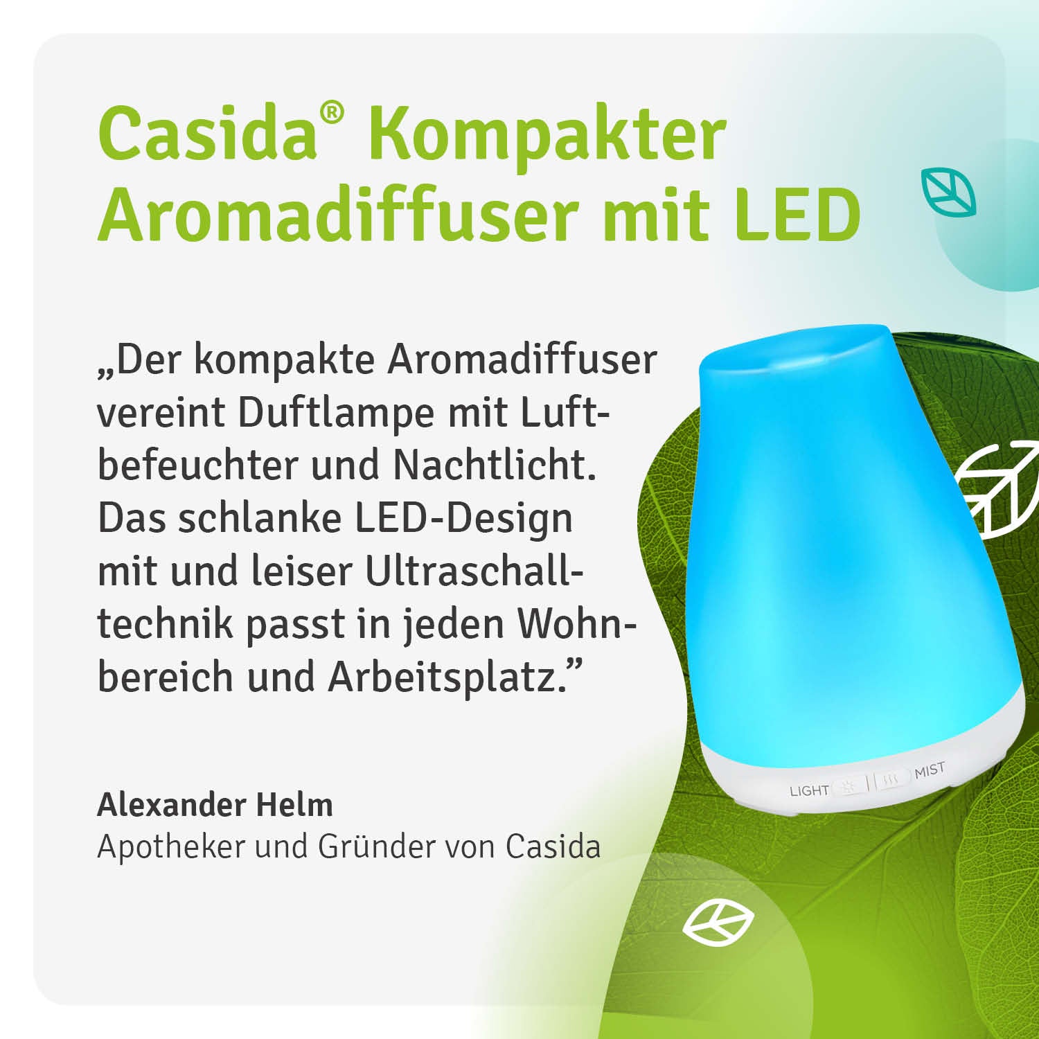 casida-aromadiffuser-kompakt-wei-led-luftbefeuchter-150ml image 8