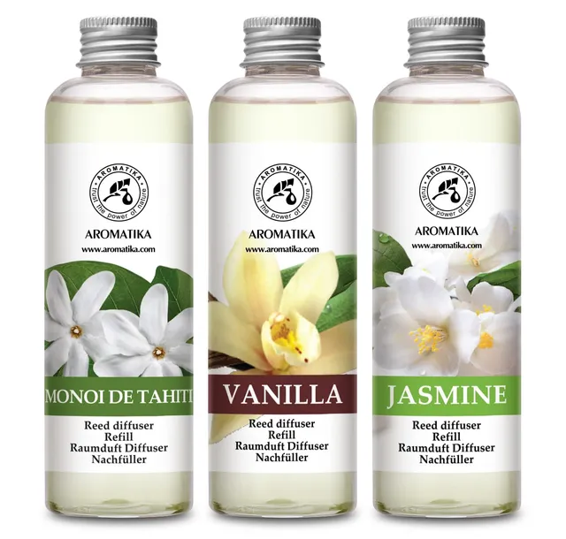 aromatika-raumduft-diffuser-nachf-ller-3x200-ml-monoi-vanille-jasmin image 1